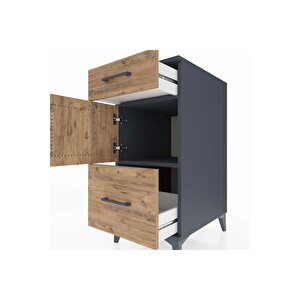 Kronos Komodin Tek Raflı 2 Çekmeceli Tek Kapaklı 44x59x96 Antrasit-çam