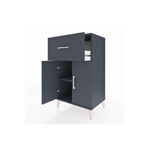 Hyperion Komodin Tek Raflı Tek Çekmeceli 2 Kapaklı 60x44x106 Antrasit-antrasit