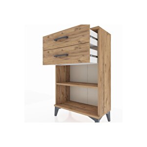 Arges Komodin Tek Raflı 2 Çekmeceli 60x30x96 Çam-çam