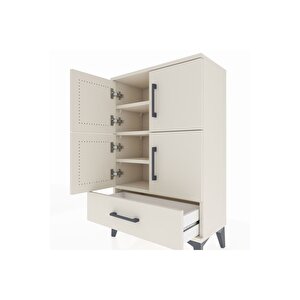 Arges Komodin 4 Raflı Tek Çekmeceli 4 Kapaklı 60x30x96 Aytaşı-aytaşı