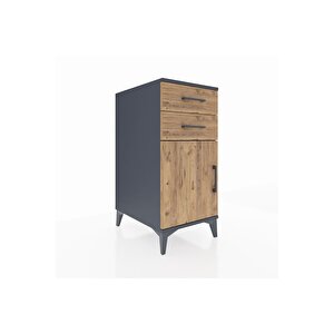 Kronos Komodin Tek Raflı 2 Çekmeceli Tek Kapaklı 44x59x96 Antrasit-çam