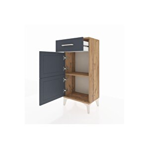 Arges Komodin Tek Raflı Tek Çekmeceli 2 Kapaklı 44x30x96 Çam-antrasit