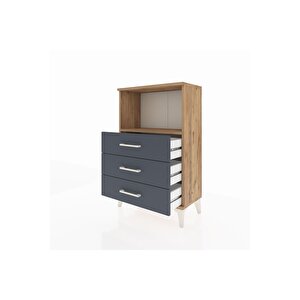 Arges Komodin Tek Raflı 3 Çekmeceli 60x30x96 Çam-antrasit