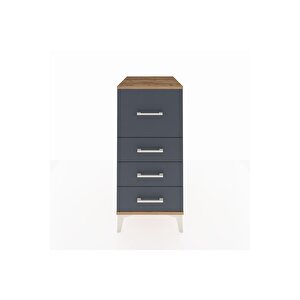 Kronos Komodin 4 Çekmeceli 44x59x96 Çam-antrasit