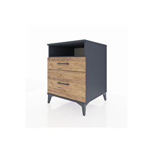 Kronos Komodin Tek Raflı 2 Çekmeceli 60x59x80 Antrasit-çam