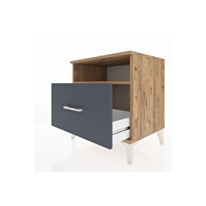 Hyperion Komodin Tek Raflı Tek Çekmeceli 60x44x64 Çam-antrasit