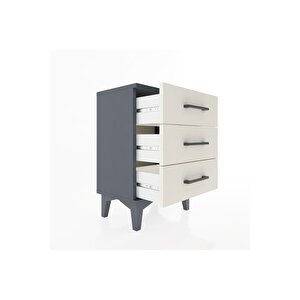 Arges Komodin 3 Çekmeceli 44x30x64 Antrasit-aytaşı