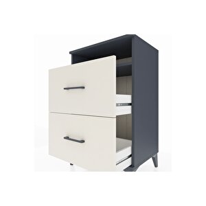 Hyperion Komodin Tek Raflı 2 Çekmeceli 60x44x96 Antrasit-aytaşı