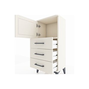 Arges Komodin Tek Raflı 3 Çekmeceli Tek Kapaklı 44x30x96 Aytaşı-aytaşı
