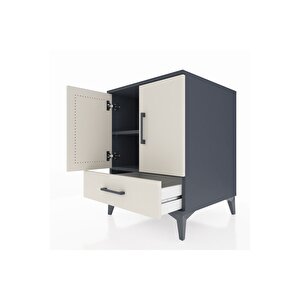 Kronos Komodin 2 Raflı Tek Çekmeceli 2 Kapaklı 60x59x80 Antrasit-aytaşı