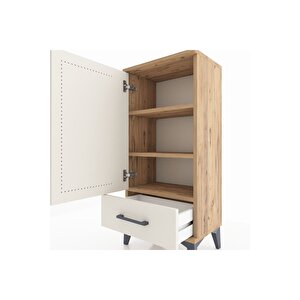 Arges Komodin 3 Raflı Tek Çekmeceli Tek Kapaklı 44x30x96 Çam-aytaşı