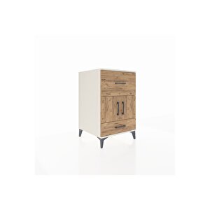 Kronos Komodin Tek Raflı 2 Çekmeceli 2 Kapaklı 60x59x96 Aytaşı-çam