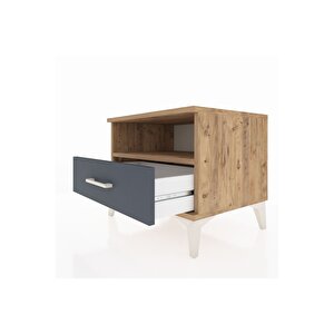 Hyperion Komodin Tek Raflı Tek Çekmeceli 60x44x48 Çam-antrasit