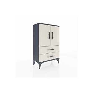 Arges Komodin 2 Raflı 2 Çekmeceli 2 Kapaklı 60x30x96 Antrasit-aytaşı