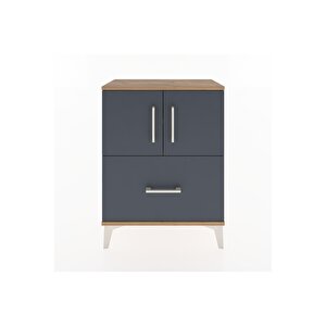Arges Komodin 2 Raflı Tek Çekmeceli 2 Kapaklı 60x30x80 Çam-antrasit