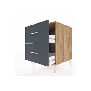 Kronos Komodin 2 Çekmeceli 60x59x80 Çam-antrasit