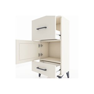 Arges Komodin Tek Raflı 2 Çekmeceli Tek Kapaklı 44x30x96 Aytaşı-aytaşı