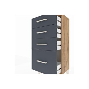 Arges Komodin 4 Çekmeceli 44x30x96 Çam-antrasit