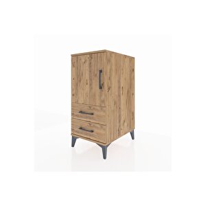 Kronos Komodin 2 Raflı 2 Çekmeceli Tek Kapaklı 44x59x96 Çam-çam