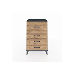 Hyperion Komodin 4 Çekmeceli 60x44x96 Antrasit-çam