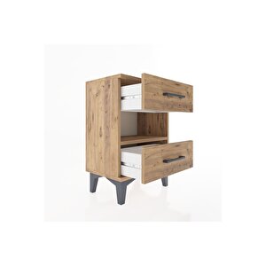 Arges Komodin Tek Raflı 2 Çekmeceli 44x30x64 Çam-çam