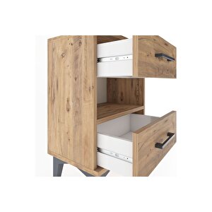 Arges Komodin Tek Raflı 2 Çekmeceli 44x30x64 Çam-çam