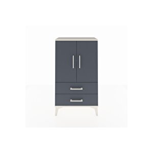Arges Komodin 2 Raflı 2 Çekmeceli 2 Kapaklı 60x30x106 Aytaşı-antrasit