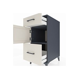 Kronos Komodin Tek Raflı 2 Çekmeceli Tek Kapaklı 44x59x96 Antrasit-aytaşı