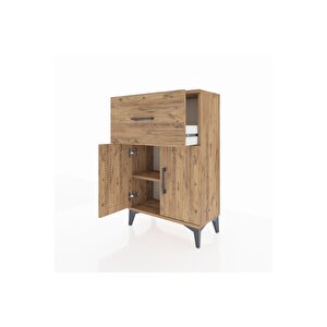 Arges Komodin Tek Raflı Tek Çekmeceli 2 Kapaklı 60x30x96 Çam-çam