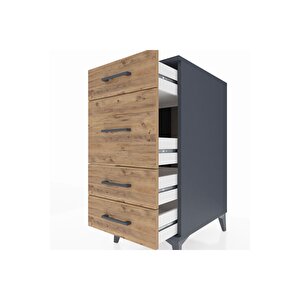 Kronos Komodin 4 Çekmeceli 44x59x96 Antrasit-çam