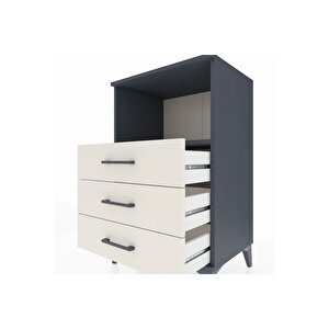 Hyperion Komodin Tek Raflı 3 Çekmeceli 60x44x96 Antrasit-aytaşı