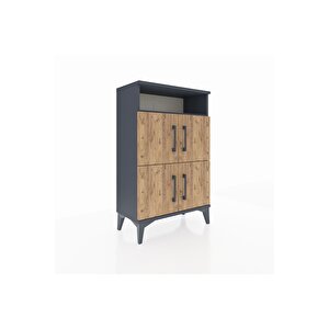 Arges Komodin Tek Raflı 4 Kapaklı 60x30x96 Antrasit-çam