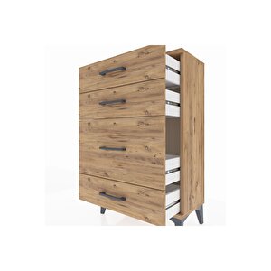 Arges Komodin 4 Çekmeceli 60x30x96 Çam-çam