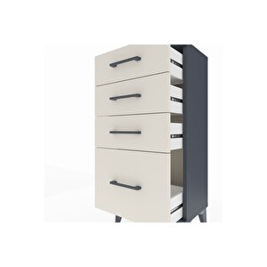 Arges Komodin 4 Çekmeceli 44x30x96 Antrasit-aytaşı