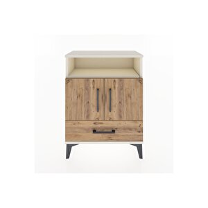 Arges Komodin 3 Raflı Tek Çekmeceli 2 Kapaklı 60x30x80 Aytaşı-çam