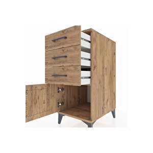 Kronos Komodin 3 Çekmeceli Tek Kapaklı 44x59x96 Çam-çam