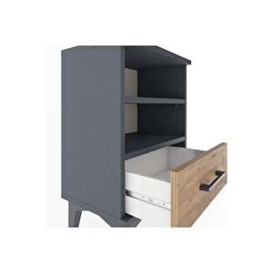 Arges Komodin 2 Raflı Tek Çekmeceli 44x30x64 Antrasit-çam