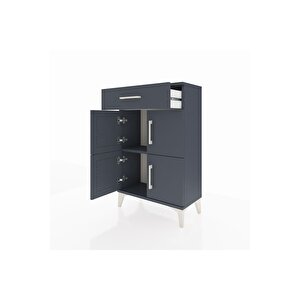 Arges Komodin Tek Raflı Tek Çekmeceli 4 Kapaklı 60x30x96 Antrasit-antrasit