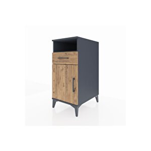 Kronos Komodin 2 Raflı Tek Çekmeceli Tek Kapaklı 44x59x96 Antrasit-çam