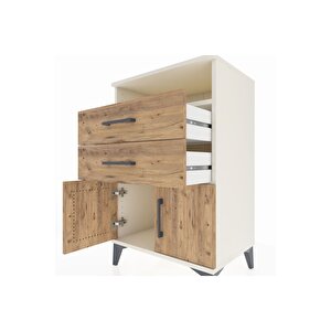 Hyperion Komodin Tek Raflı 2 Çekmeceli 2 Kapaklı 60x44x96 Aytaşı-çam