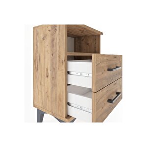 Arges Komodin Tek Raflı 2 Çekmeceli 44x30x64 Çam-çam
