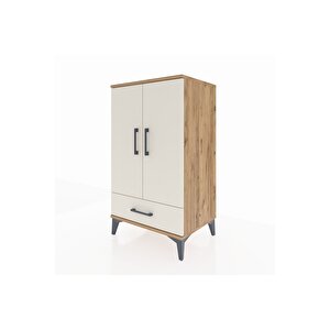 Hyperion Komodin 3 Raflı Tek Çekmeceli 2 Kapaklı 60x44x106 Çam-aytaşı