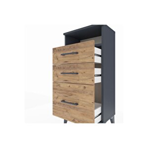 Arges Komodin Tek Raflı 3 Çekmeceli 44x30x96 Antrasit-çam