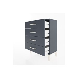 Arges Komodin 4 Çekmeceli 60x30x80 Antrasit-antrasit