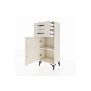 Arges Komodin Tek Raflı 2 Çekmeceli Tek Kapaklı 44x30x106 Aytaşı-aytaşı