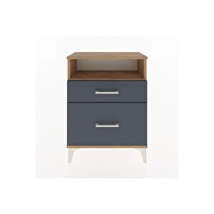 Arges Komodin Tek Raflı 2 Çekmeceli 60x30x80 Çam-antrasit