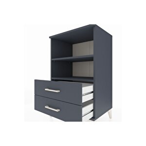 Hyperion Komodin 2 Raflı 2 Çekmeceli 60x44x96 Antrasit-antrasit