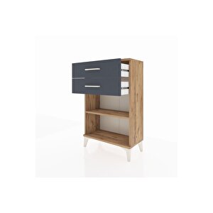 Arges Komodin Tek Raflı 2 Çekmeceli 60x30x96 Çam-antrasit