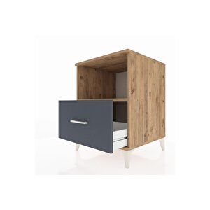 Kronos Komodin Tek Raflı Tek Çekmeceli 60x59x80 Çam-antrasit