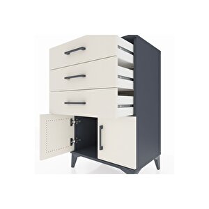 Hyperion Komodin 3 Çekmeceli 2 Kapaklı 60x44x96 Antrasit-aytaşı